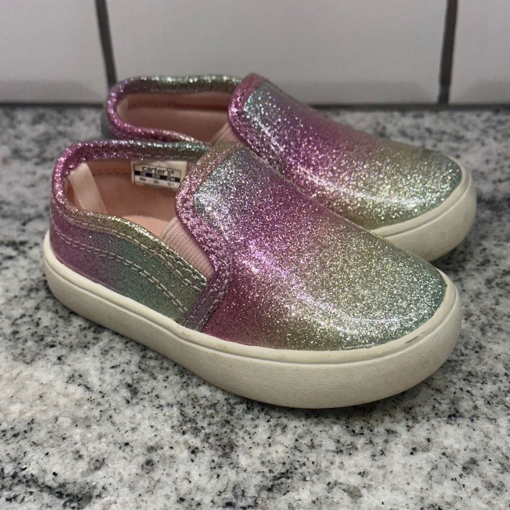 Carters Toddler Girl 5M Slip On Sneakers Multicolor Ombre Glitter Sparkle Casual